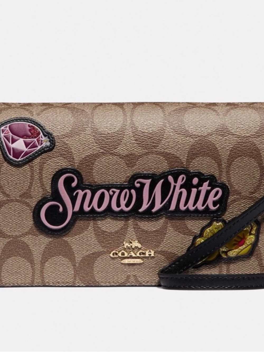 Coach Brown Canvas 'SnowWhite' Crossbody with Pink Patch
